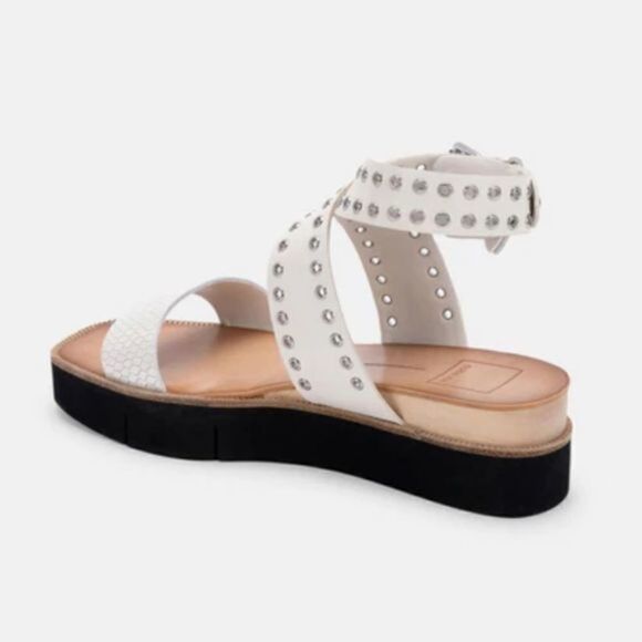 Free People Dolce Vita Panko Stud Sandals Strappy White Leather US 9 NWOB - Picture 3 of 11